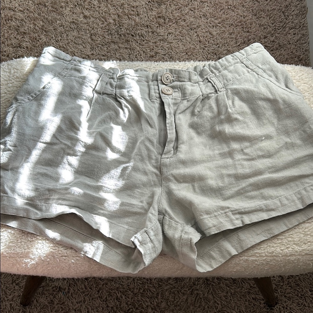 Beige Daytrip Linen Cargo Shorts